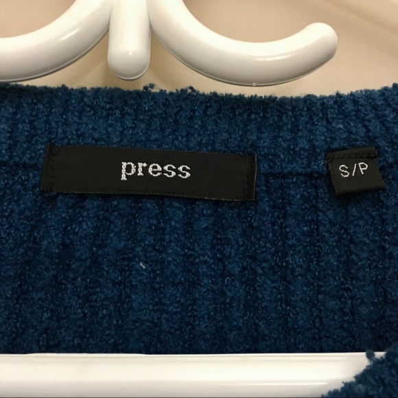 NORDSTROM PRESS Cosy Teal Ribbed Knit 3/4 Sleeve Crewneck Sweater Women’s Small - Picture 5 of 6